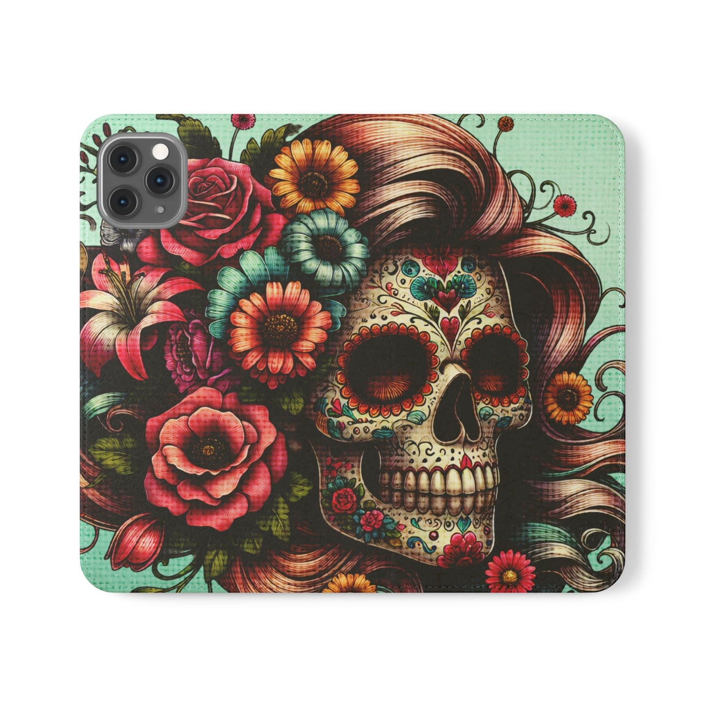 Sugar Skull Flip Wallet Phone Case