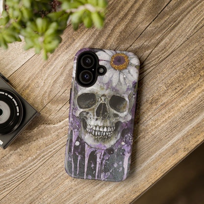 Plum Skull and Daisy Tough Phone Case