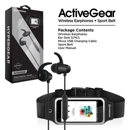 HyperGear ActiveGear Wireless Earphones + Sport Belt