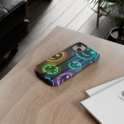 Colorful Neon Smiley Face Phone Case - Tough & Stylish Protection