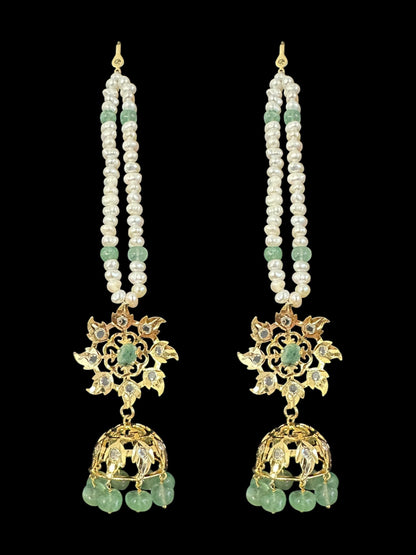 BR498 Insia bridal jadavi lacha satlada set in emeralds , ( READY TO SHIP )