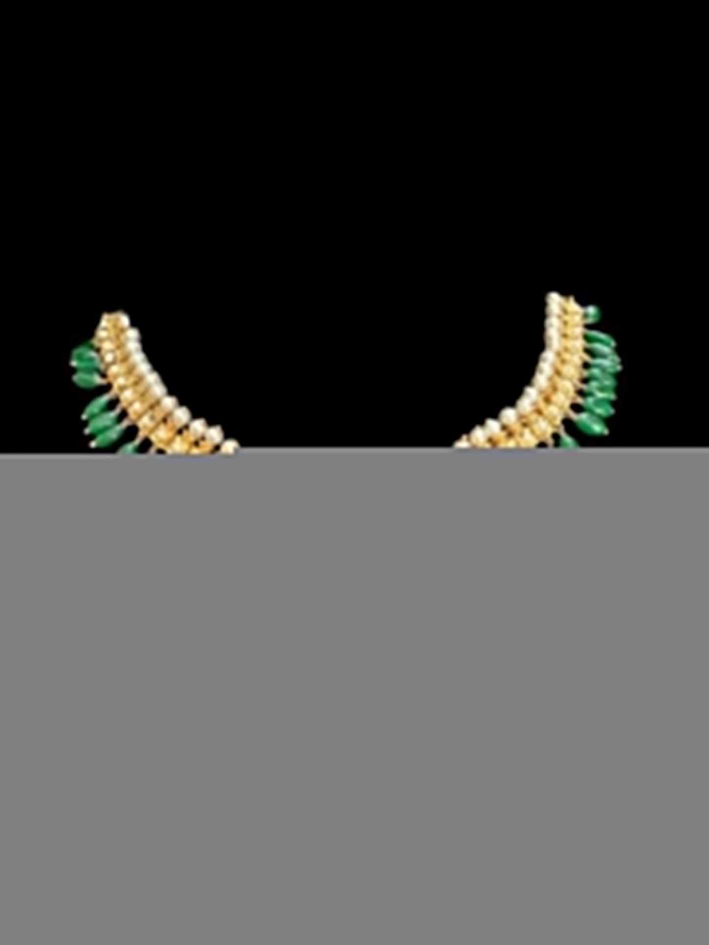 Barfi necklace / choker with pearls and green beads ( READY TO SHIP )