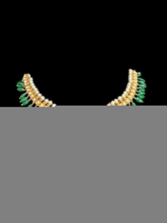 Barfi necklace / choker with pearls and green beads ( READY TO SHIP )