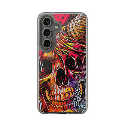 Neon Ice Cream Skull Clear Phone Case
