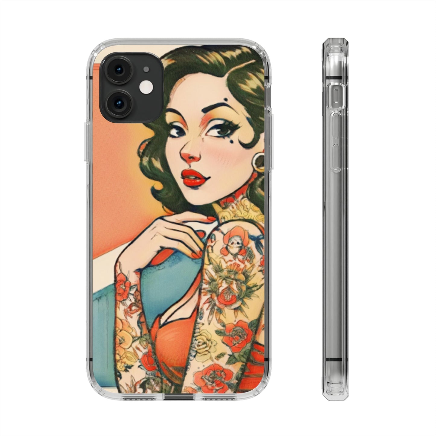 Retro Pin Up Clear Phone Case