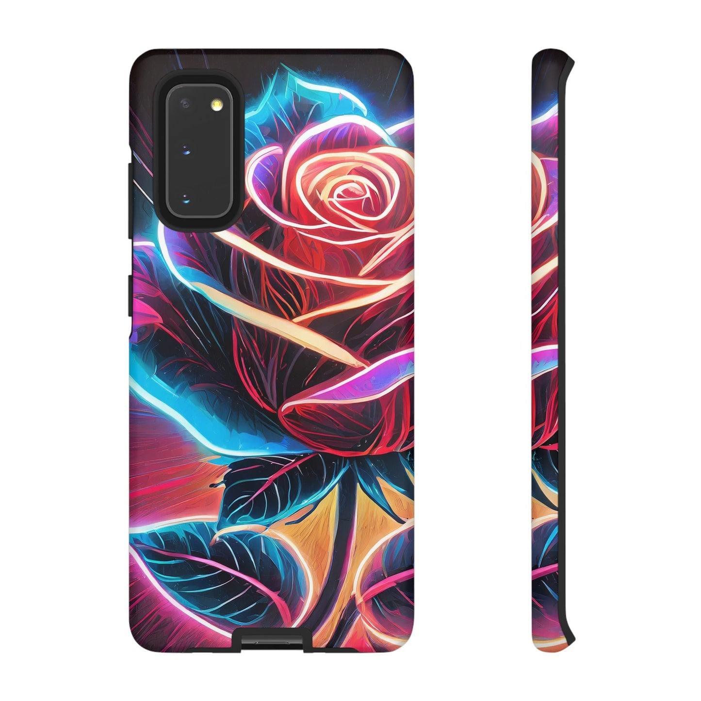 Artistic Neon Rose Tough Phone Case