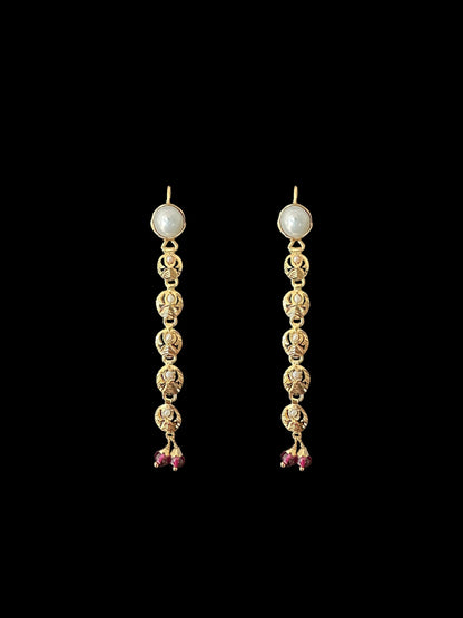 Pearl ruby gold plated silver necklace earrings ( READY TO SHIP )