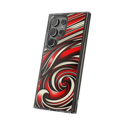 Red & White Swirl Abstract Clear Phone Case
