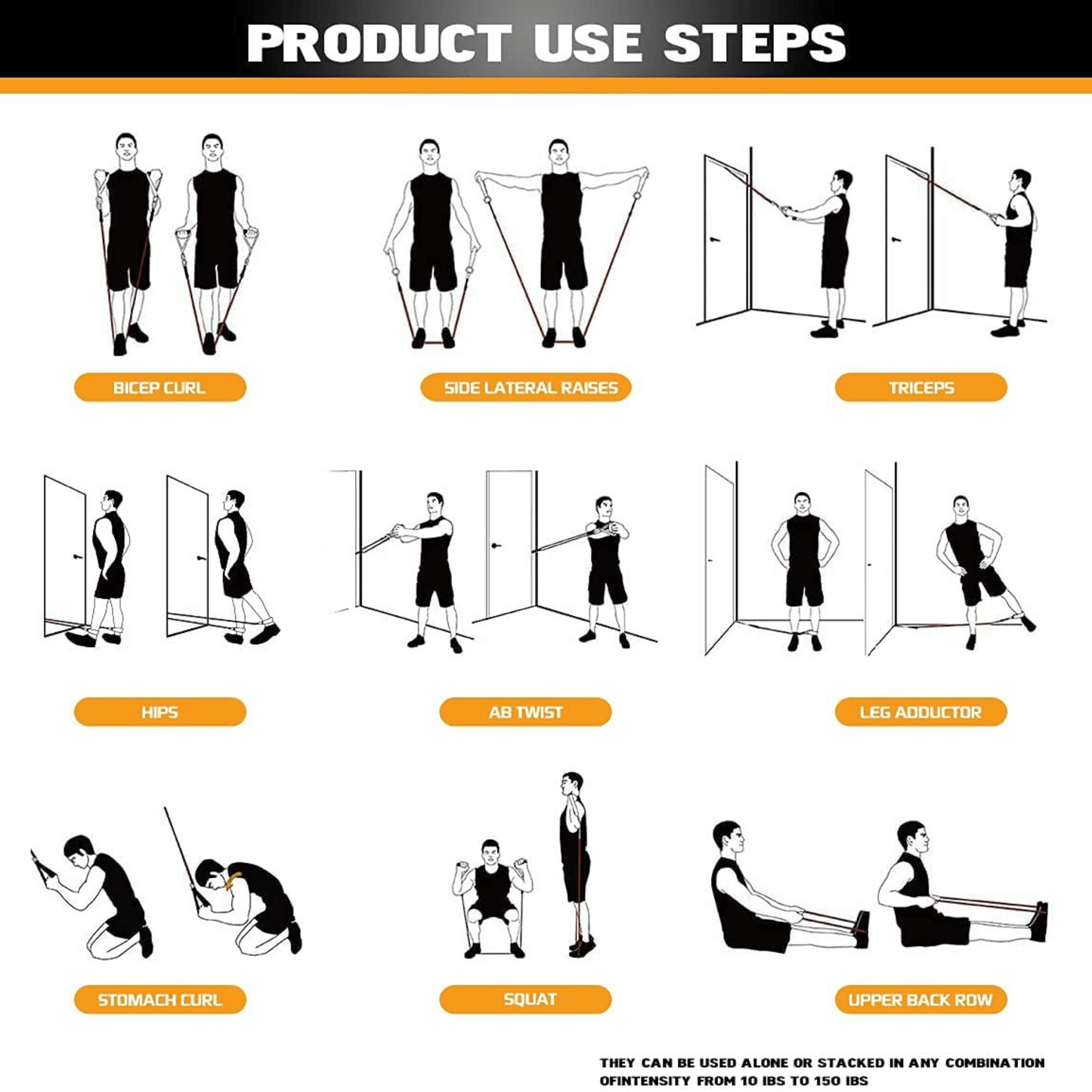 JupiterGear Intey 13-Pcs Resistance Band Home Workout Set
