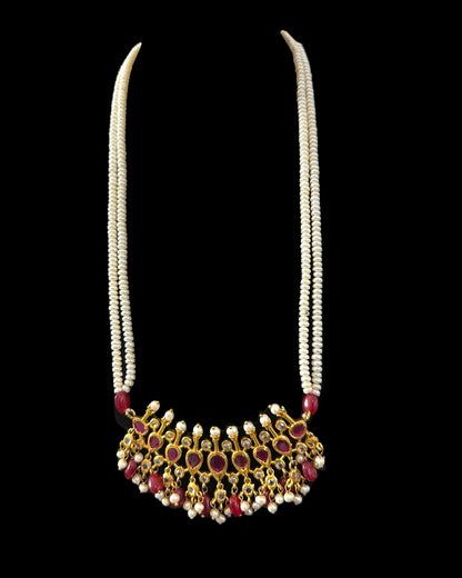 PS557 Hyderabadi / Nizami tirmani in fresh water pearls with chandbali( READY TO SHIP )