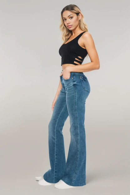 Judy Blue Full Size Tummy Control Cut Hem Flare Jeans
