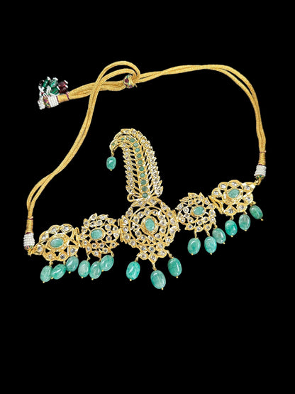 DJTK148 Hyderabadi sarpech in emeralds ( SHIPS IN 4 WEEKS )