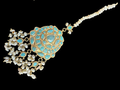 JTK9 Anuja jhoomar tika in feroza/ turquoise ( READY TO SHIP )