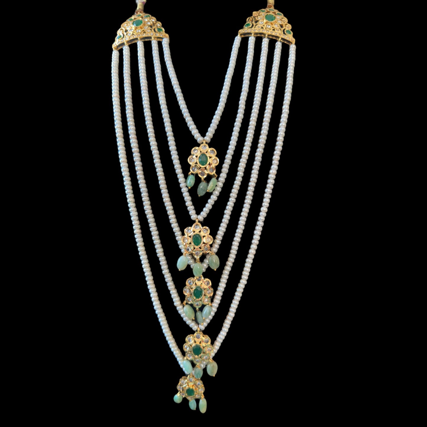 SAT92 Fresh water pearl and emerald beads satlada ( READY TO SHIP )