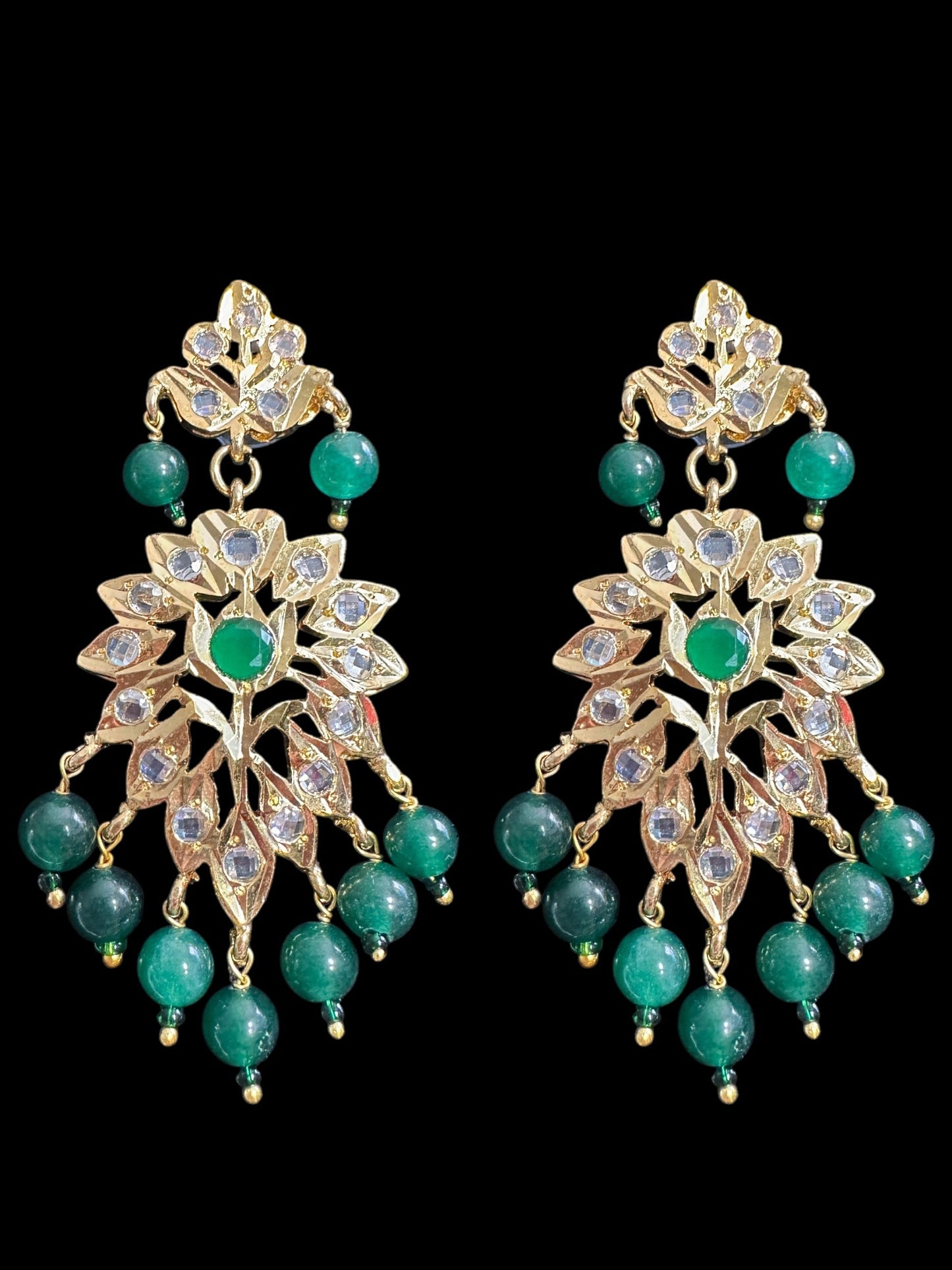 DLN88 Nisha rani haar in green beads  ( READY TO SHIP )