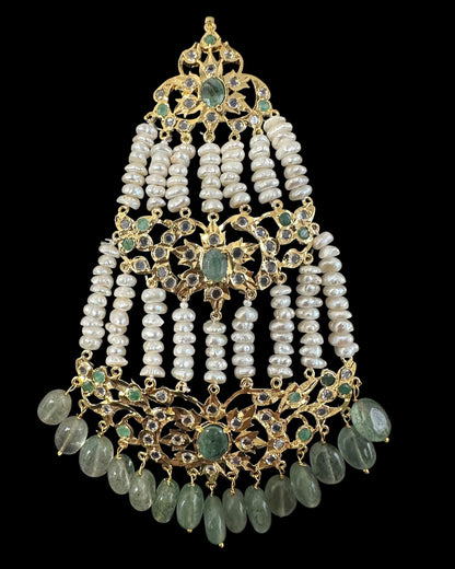 BR498 Insia bridal jadavi lacha satlada set in emeralds , ( READY TO SHIP )