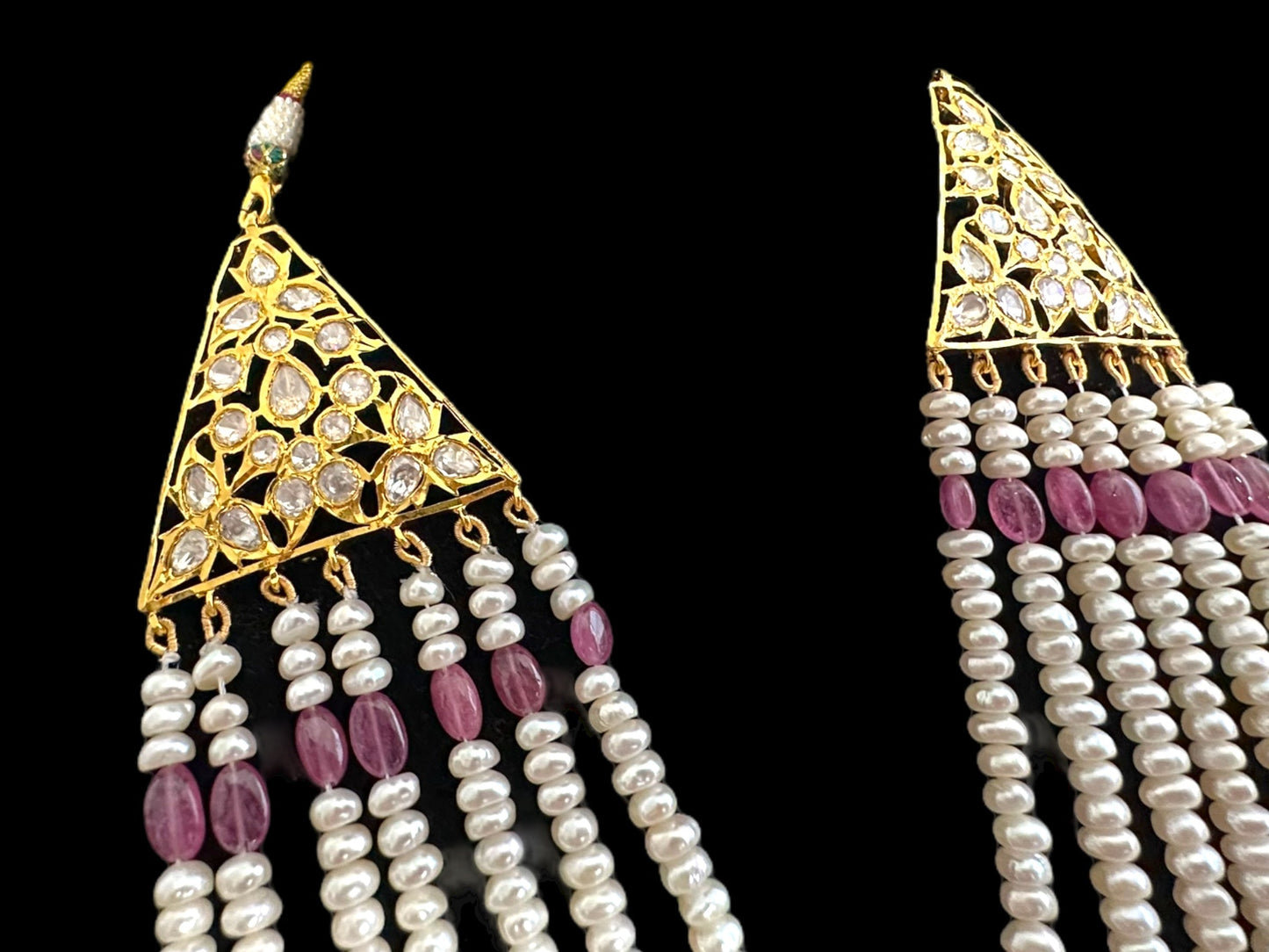 BR310 Bridal jadavi lacha , satlada  in moissanite and emeralds ( SHIPS IN 5 WEEKS )
