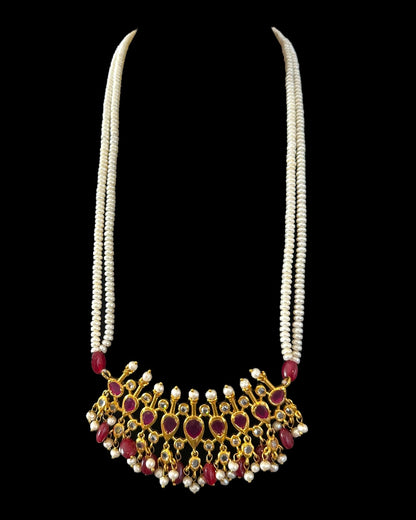 PS557 Hyderabadi / Nizami tirmani in fresh water pearls with chandbali( READY TO SHIP )