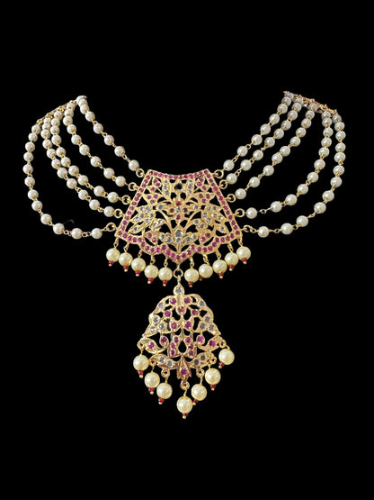 C565 AABHA Chandan haar inspired choker in rubies ( SHIPS IN 3 WEEKS )