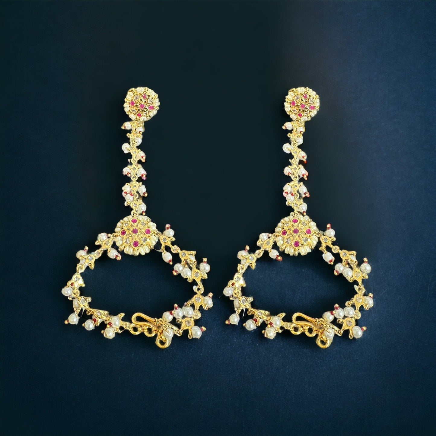 Haathphool in pearls and Polki - ruby (SHIPS IN 4 WEEKS  )