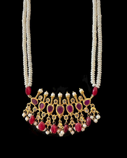 PS558 Hyderabadi / Nizami tirmani in fresh water pearls with chandbali( READY TO SHIP )