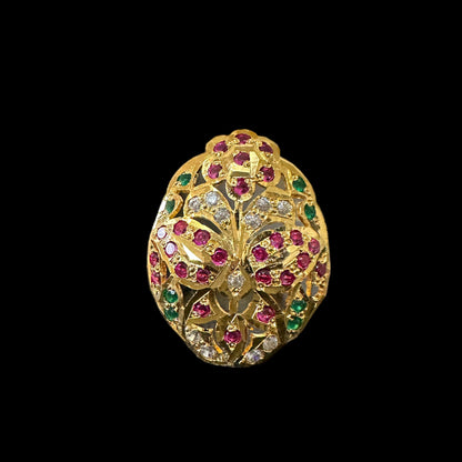 Gold plated silver ring in ruby emerald zircon    ( READY TO SHIP )