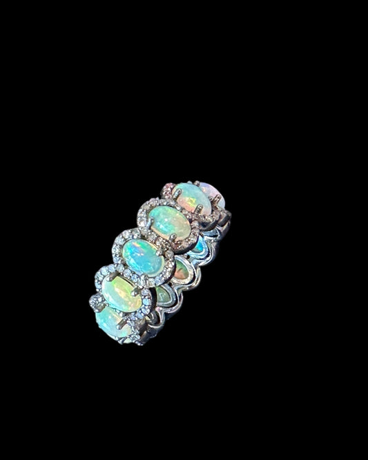 Opal multistone  ring in silver