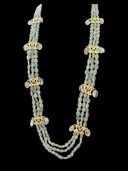 DLN63 aquamarine beads Rani haar with earrings ( READY TO SHIP )