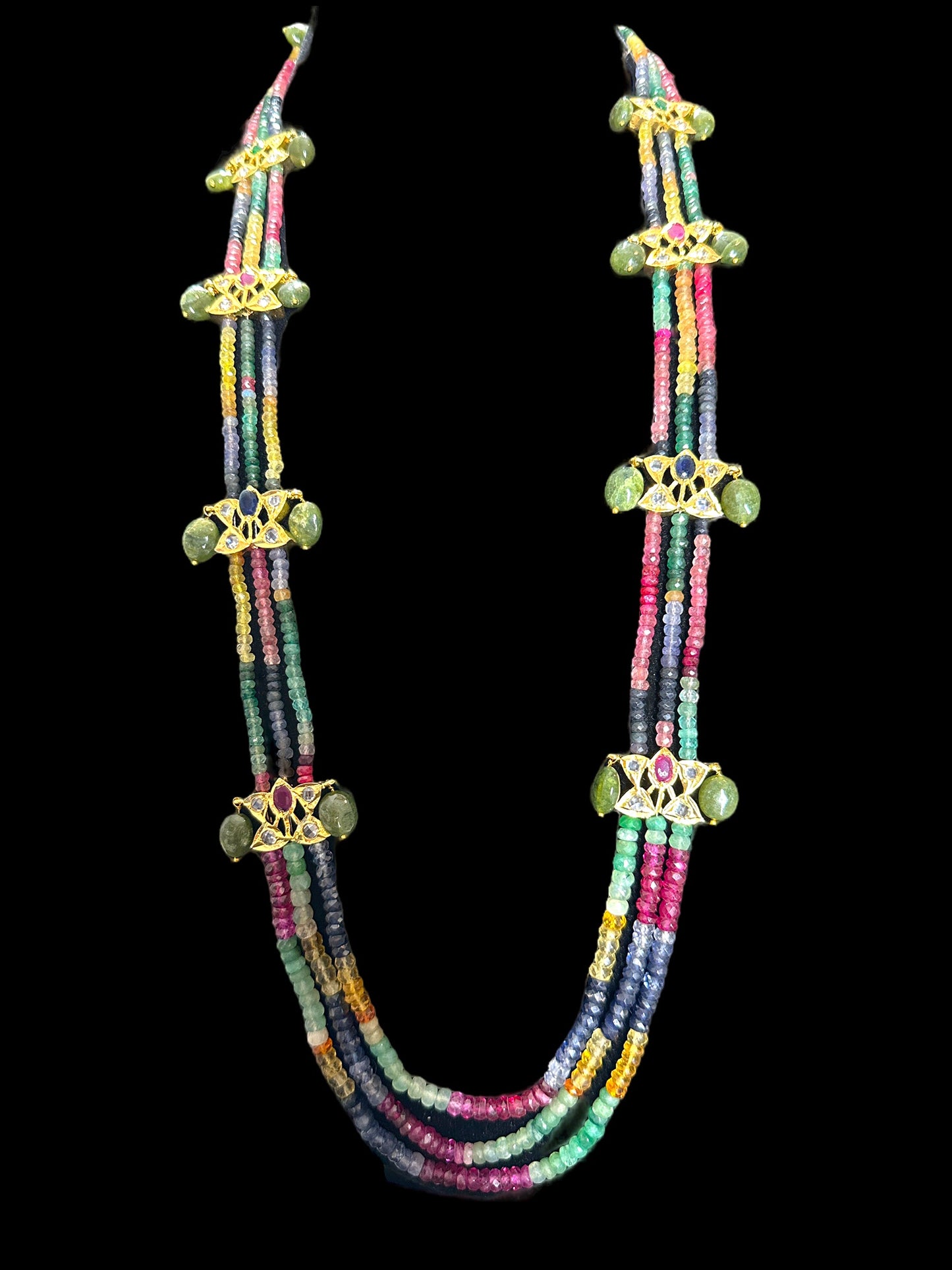 DLN56 Raina multi rainbow real beads  necklace with earrings (READY TO SHIP )