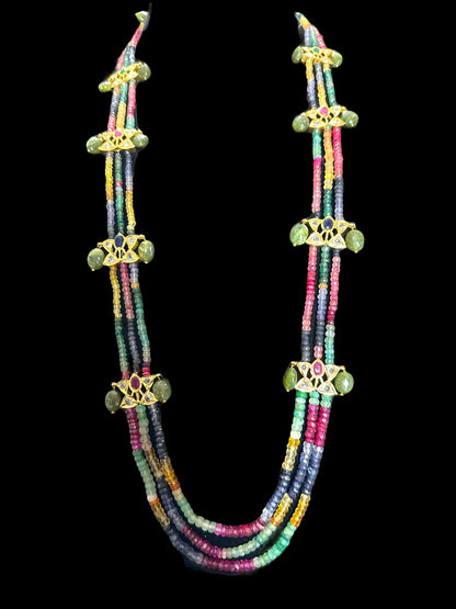 DLN56 Raina multi rainbow real beads  necklace with earrings (READY TO SHIP )