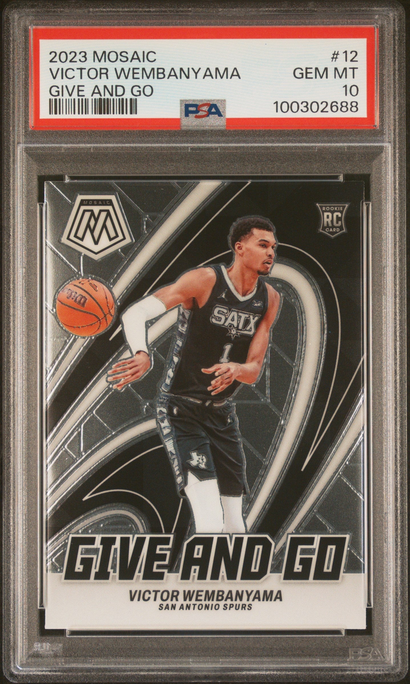 Graded 2023 Panini Mosaic Victor Wembanyama #12 Give and Go Rookie RC Basketball Card PSA 10 Gem Mint