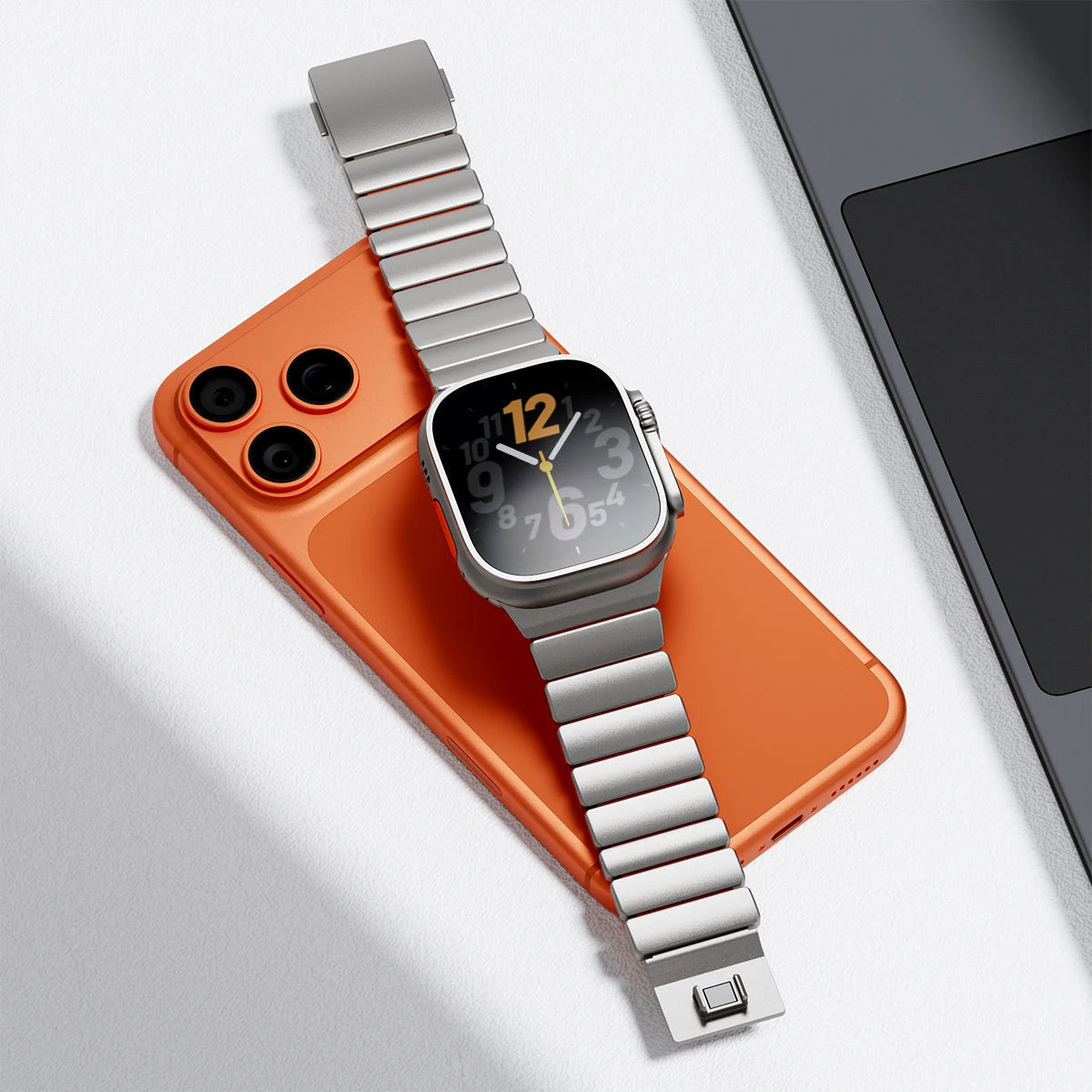 Premium Stainless Steel and Titanium Apple Watch Band | Soft Silicone Lining