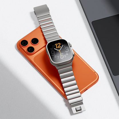 Premium Stainless Steel and Titanium Apple Watch Band | Soft Silicone Lining