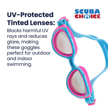 Palantic Jr. Silicone Swim Goggles, Blue/Pink