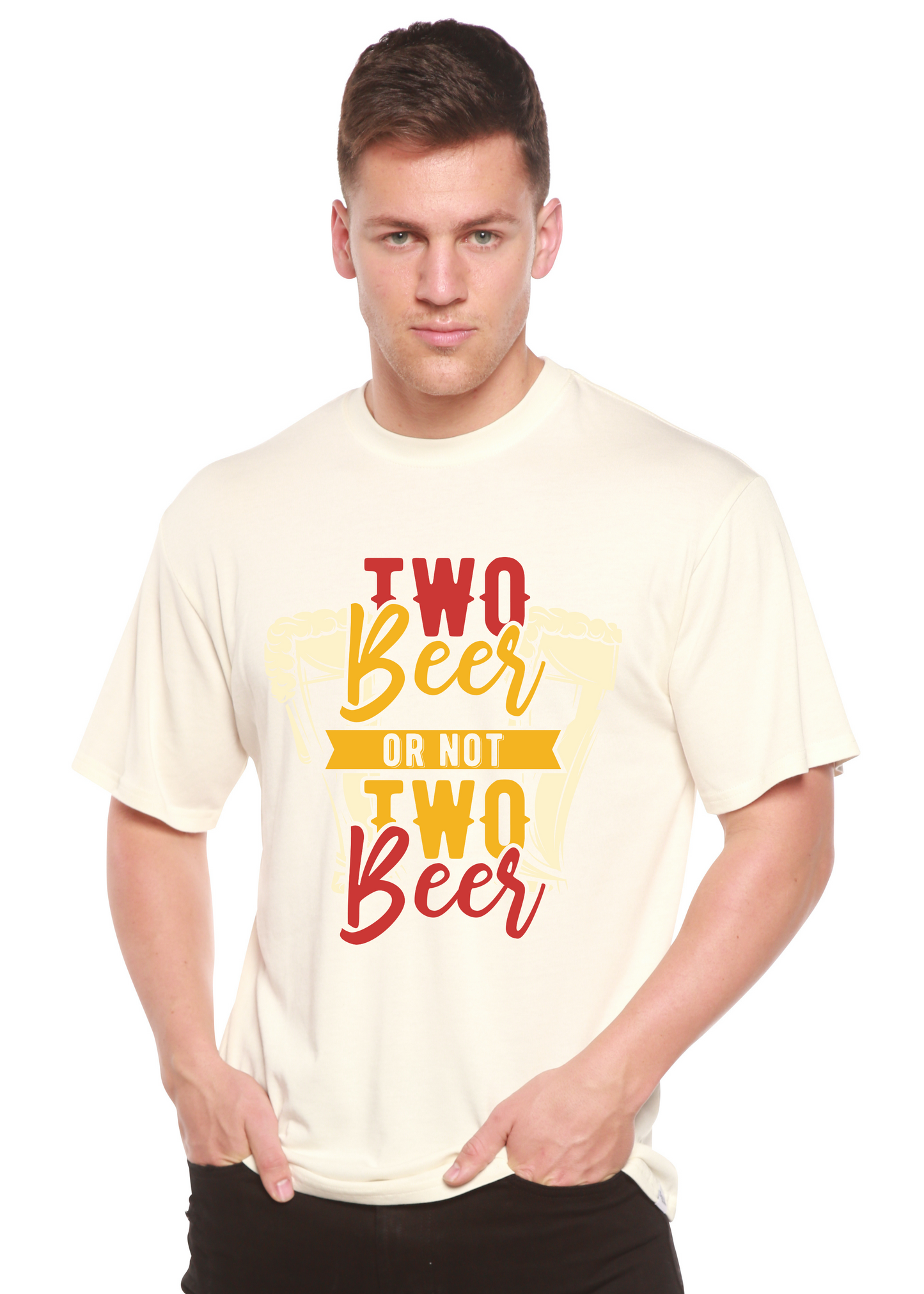Two Beer Men's Bamboo Viscose/Organic Cotton Short Sleeve Graphic T-Shirt