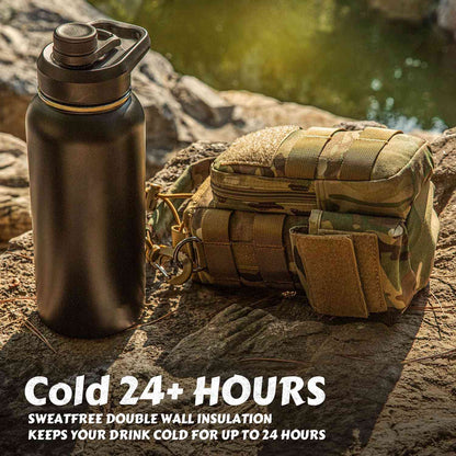 Votagoo 64Oz Half Gallon Stainless Steel Insulated Tactical Water Bottle with Metal Military Water Bottle Tactical Carrier Bag
