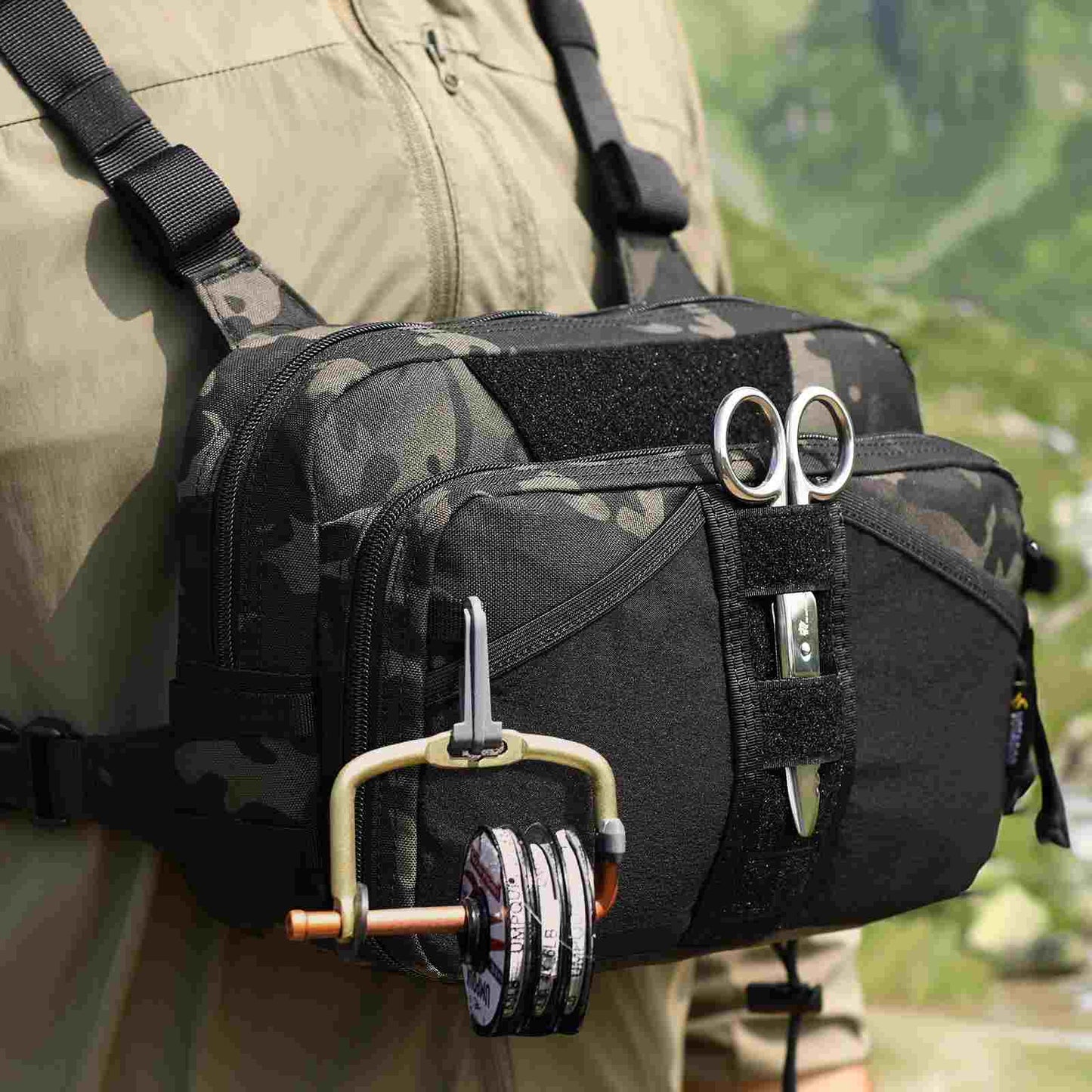 Votagoo Fishing Chest Pack, Fly Fishing Bag for Men and Women, Tackle and Fly Boxes Storage Pack, Hunting Binocular Pack