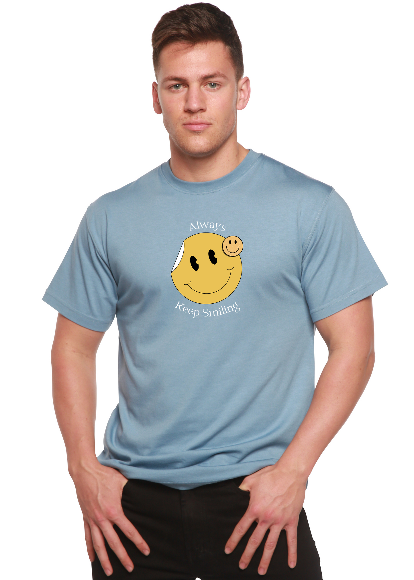 Always Keep Smiling Men's Bamboo Viscose/Organic Cotton Short Sleeve Graphic T-Shirt