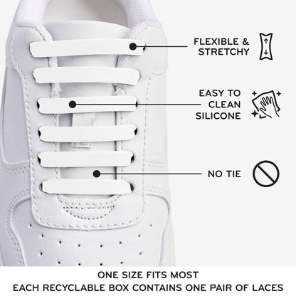 Black Stretchy Tieless Silicone Elastic Shoelaces | 20 Straps