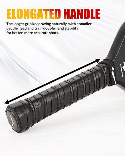 Pickleball Training Paddle 16mm - Carbon Fiber Surface & Cushioned Grip for Spin & Control