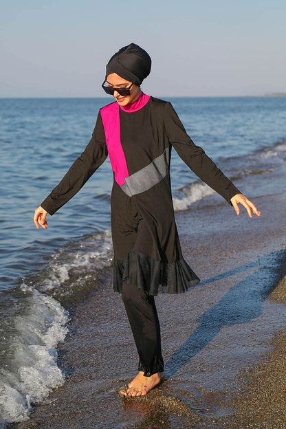 Lycra Black Burkini Modest Swimwear M2106