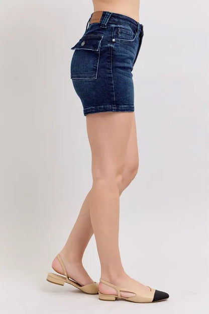 Judy Blue High Waist Back Flap Pocket Denim Shorts
