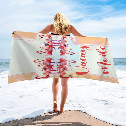 Flamingos Vacay Mode Beach Towel (Made in USA)