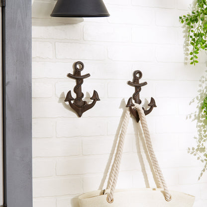 Anchor With Rope Wall Hook Set of 2