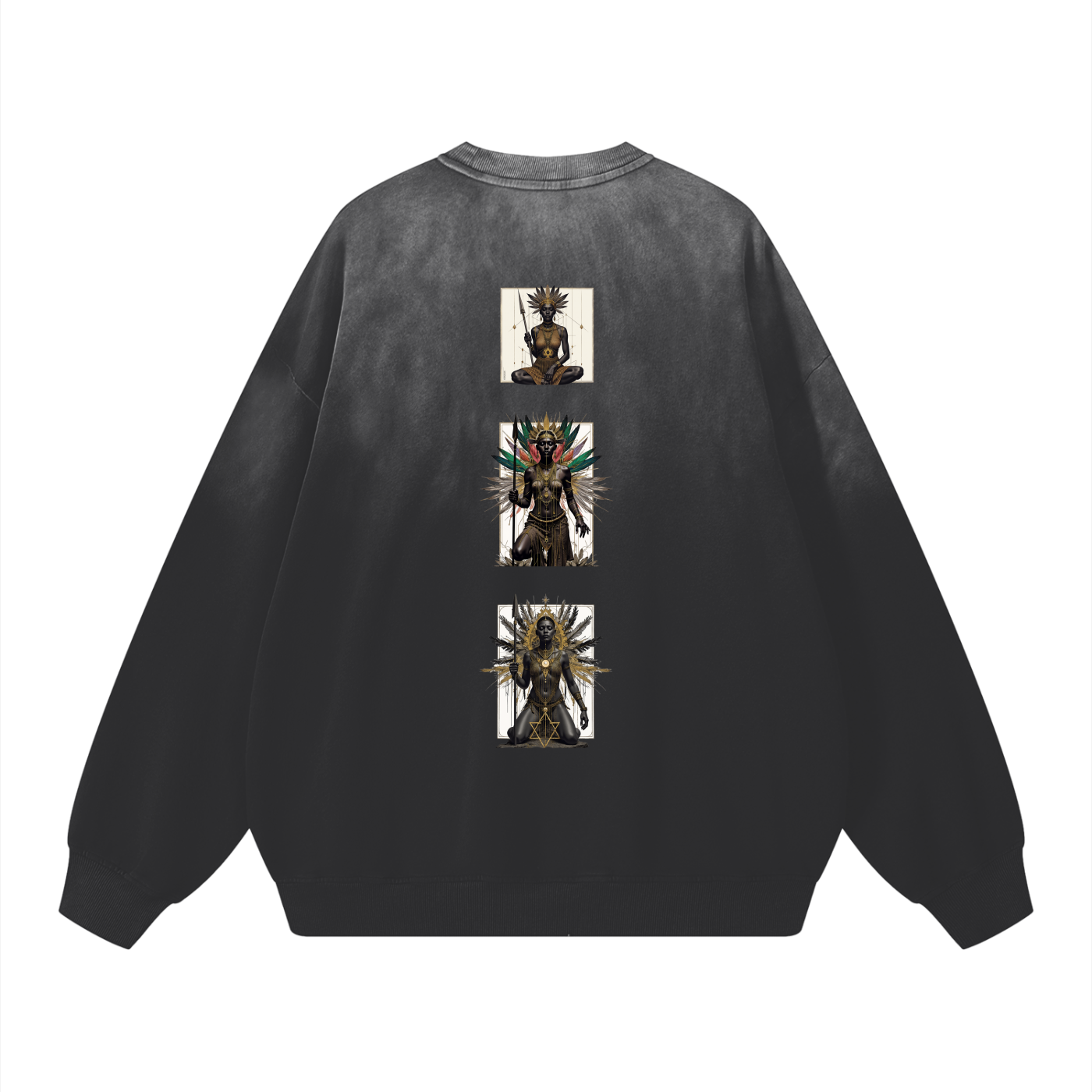 Amaru Khan Stars Handcrafted Vintage Wash Drop-Shoulder Sweatshirt