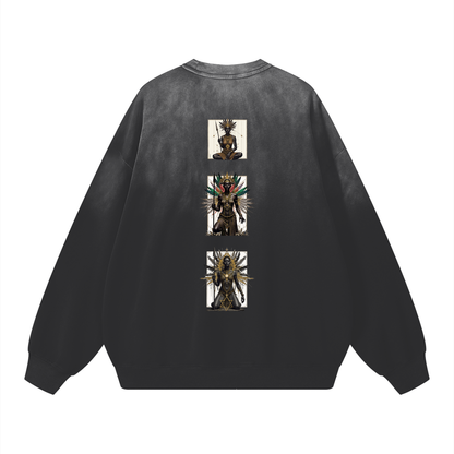 Amaru Khan Stars Handcrafted Vintage Wash Drop-Shoulder Sweatshirt