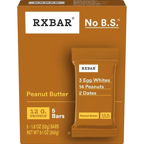Rxbar Protein Bars, Protein Snack, Snack Bars, Peanut Butter, 9.15Oz Box (5 Bars)