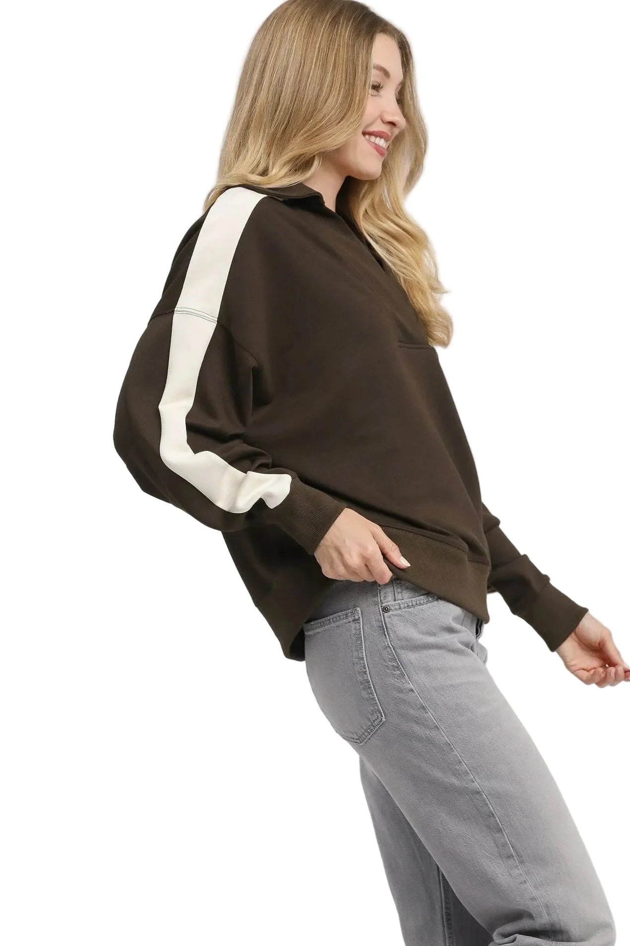 Color Block Polo Sweatshirt