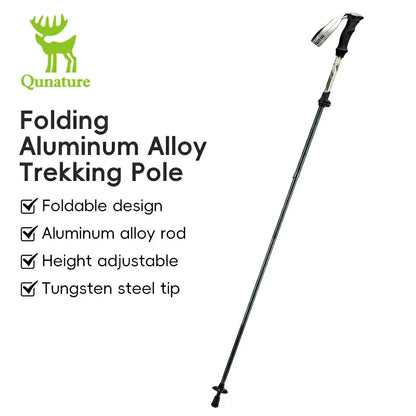 Qunature Foldable Lightweight Aluminum Trekking Pole with Adjustable Height and Grip
