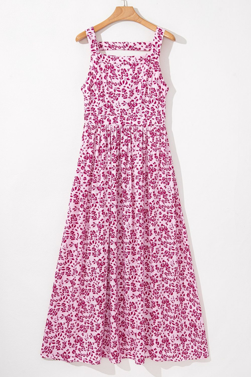 Floral Cutout Back Square Neck Maxi Dress